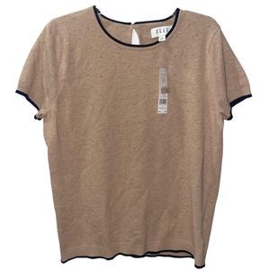 Elle Tan Polka Dot Casual Blouse Top Sz Large NWT